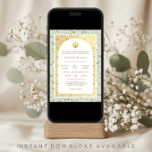 Invitation Mint Green Floral Anand Karaj Punjabi Sikh Mariage