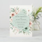 Invitation Mint Green Floral Whimsy Wedding (Debout devant)