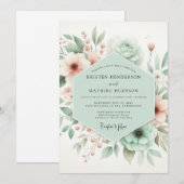 Invitation Mint Green Floral Whimsy Wedding (Devant / Derrière)