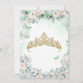 Invitation Mint Green Gold Butterfly Princess Quinceañera (Dos)