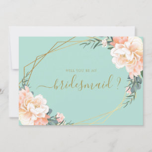 Invitation Mint Green Gold Floral Serez-Vous Ma Femme D'Accue