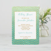 Invitation Mint Green Gold Glam Chevron Ombre (Debout devant)
