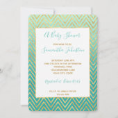 Invitation Mint Green Gold Glam Chevron Ombre (Devant)
