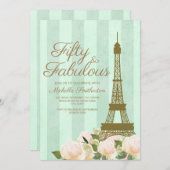 Invitation Mint Green Gold Tour Eiffel 50e anniversaire (Devant / Derrière)