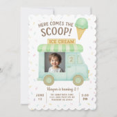Invitation Mint Green Ice Cream Truck Photo Birthday (Devant)
