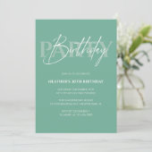 Invitation Mint Green Minimaliste Adulte Anniversaire (Debout devant)