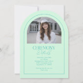 Invitation Mint Green Modern Minimal Grad Photo Announcement (Dos)