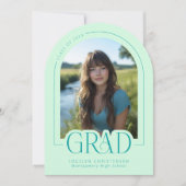 Invitation Mint Green Modern Minimal Grad Photo Announcement (Devant)