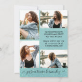 Invitation Mint Green Parties scintillant Halo Photo Collage  (Dos)