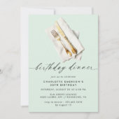 Invitation Mint Green Pastel | Dîner d'anniversaire simple et (Devant)