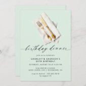 Invitation Mint Green Pastel | Dîner d'anniversaire simple et (Devant / Derrière)