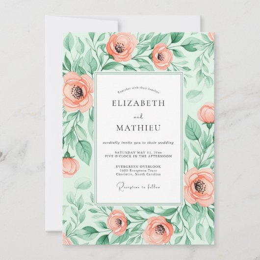 Invitation Mint Green Picturesque Spring Wedding (Devant)
