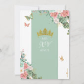 Invitation Mint Green Pink Gold Élégante Princesse Quinceaner (Dos)