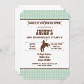Invitation Mint Green Plaid Cowboy Rodeo Anniversaire Invitat (Devant / Derrière)