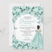 Invitation Mint Green Princess Robe Quinceanera (Devant)