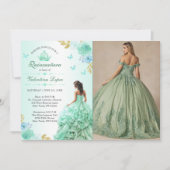 Invitation Mint Green Princess Robe Quinceañera Anniversaire (Devant)