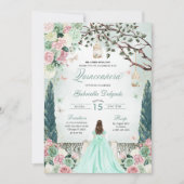 Invitation Mint Green Princesse enchantée Jardin Quinceanera (Devant)