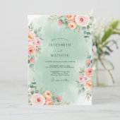 Invitation Mint Green Romantic Floral Wedding (Debout devant)