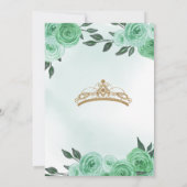 Invitation Mint Green Roses Golden Tiara Quinceañera Annivers (Dos)