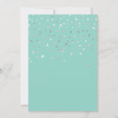 Invitation Mint Green Silver Confetti 50e fête d'anniversaire (Dos)