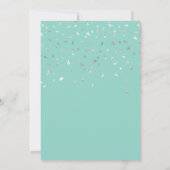 Invitation Mint Green Silver Confetti 70e fête d'anniversaire (Dos)