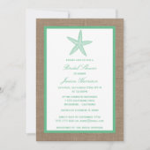Invitation Mint Green Starfish Beach Burlap Fête des mariées (Devant)