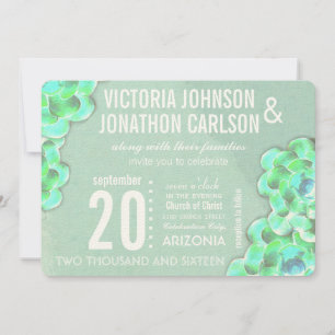 Invitation Mint Green Succulent Mariage moderne
