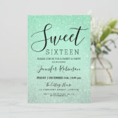 Invitation Mint Green Sweet 16 Anniversaire Parties scintilla (Debout devant)
