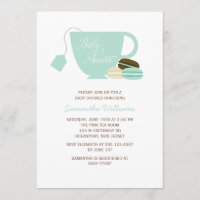 Mint Green Tea Cup et Macarons Baby shower