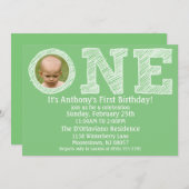 Invitation Mint Green The Big One Birding Party (Devant / Derrière)