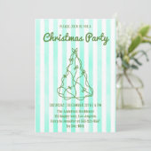 Invitation Mint Green Watercolor Stripe Christmas Party       (Debout devant)