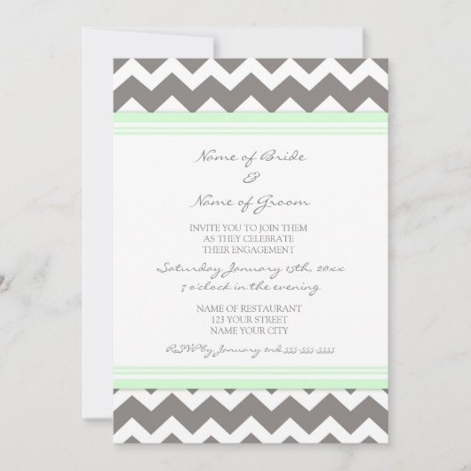 Invitation Mint Grey Chevron (Devant)