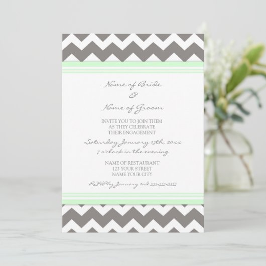 Invitation Mint Grey Chevron (Debout devant)