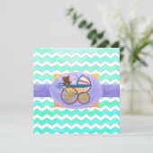Invitation Mint Ice Blue Chevron Patteryn Baby (Debout devant)