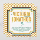 Invitation Mint Jaune moderne Zig Zag Typographie Mariage (Devant / Derrière)