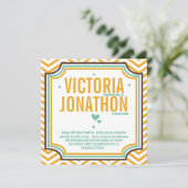 Invitation Mint Jaune moderne Zig Zag Typographie Mariage (Debout devant)