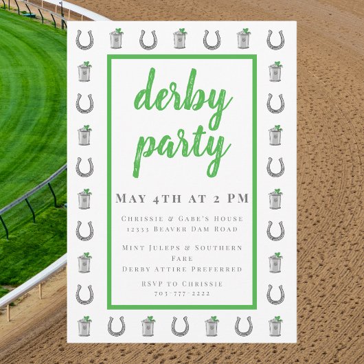 Invitation Mint Julep & Horseshoe Border Derby Preppy Race