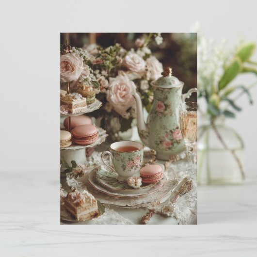 Invitation Mint & Macarons | Soins sucrés (Debout devant)