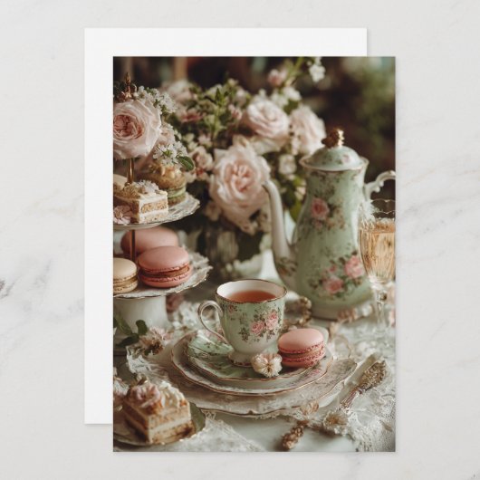 Invitation Mint & Macarons | Soins sucrés (Devant / Derrière)