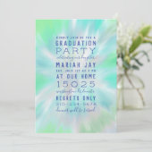 Invitation Mint Pastel Tie Dye Typographie Partie de graduati (Debout devant)