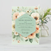 Invitation Mint Peach Blossom Elegance Wedding (Debout devant)