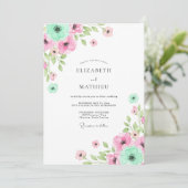 Invitation Mint Pink Floral Whimsy Wedding (Debout devant)