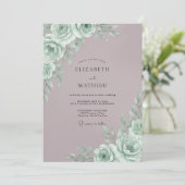 Invitation Mint Rose Botanical Romance Wedding (Debout devant)
