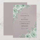 Invitation Mint Rose Botanical Romance Wedding (Devant / Derrière)