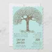 Invitation Mint Rustic Romantic Inséparable arbre Tourbillonn (Devant)