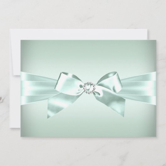 Invitation Mint Silver Diamond Bow & Tiara Quincea (Dos)