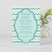 Invitation Mint Sparkle Chevron Fête du 40e anniversaire des  (Debout devant)