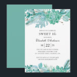 Invitation Mint Sweet 16. Aquarelle succulents 16e anniversai<br><div class="desc">Mint Sweet invitation 16 anniversaire avec succulents aquarelle. Contactez-moi,  s'il vous plaît,  si vous avez besoin d'autres articles.</div>