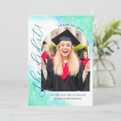 Invitation Mint Teal She Did It Graduation Announcment Party (Debout devant)