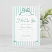 Invitation Mint To Be Bow Stripes Bridal Shower (Debout devant)